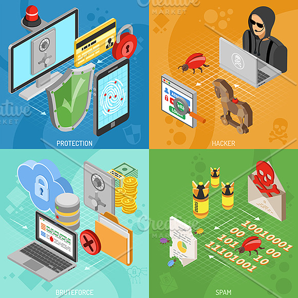Internet Security Isometric Theme in Illustrations - product preview 2