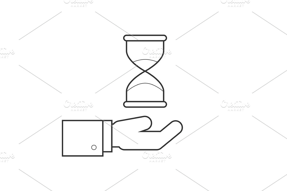 Hourglass on hand line icon in Illustrations - product preview 8