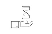 Hourglass on hand line icon