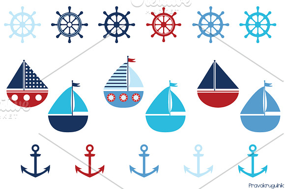 Boy nautical clipart set in Illustrations - product preview 1