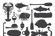Sketched fisherman items set