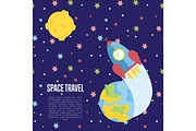 Space Travel Cartoon Vector Web Page Template