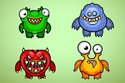 Set of Four Funny Monsters