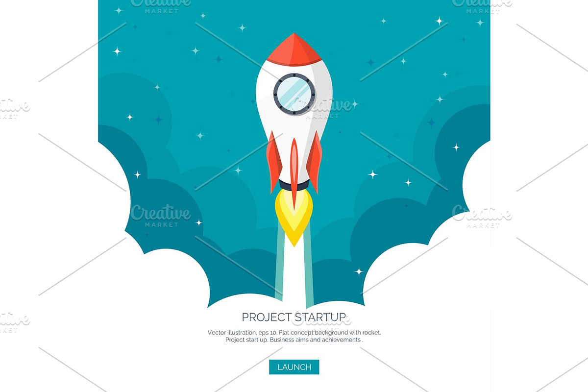 Flat rocket icon. Startup concept. Project development. in Illustrations - product preview 8