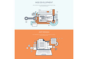 Vector illustration. Web search. Flat computing background. Programming ,coding. Development. Search engine optimization. Innovation ,technologies. Mobile app.