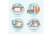 Flat avatar icons. Business concept, global communication. Web site user profile.  Social media, network elements.