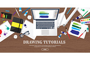 Graphic web design. Drawing and painting. Development. Illustration, sketching, freelance. User interface. UI. Computer, laptop.