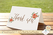 Thank You-Peach Rose-Card Template