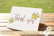 Thank You-Yellow Rose-Card Template