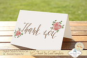 Thank You-Pink Rose-Card Template