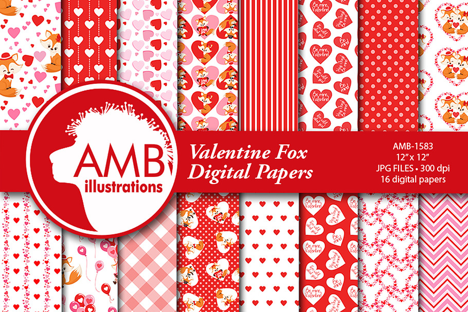 Valentine Fox Digital paper AMB-1583
