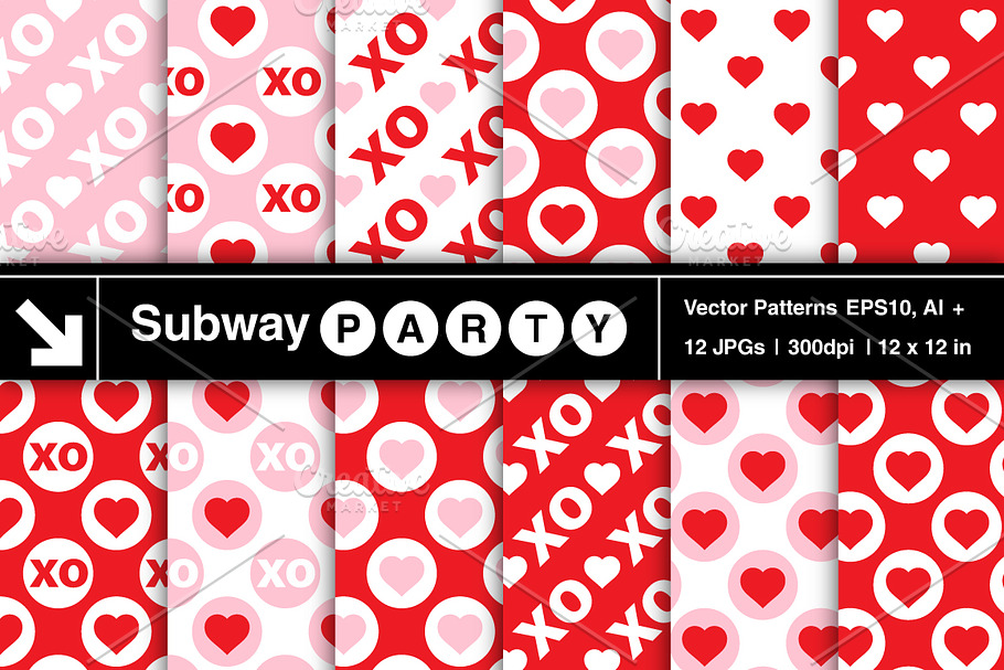 Vector Valentine Heart & XO Patterns