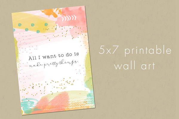 Printable watercolor wall art quote