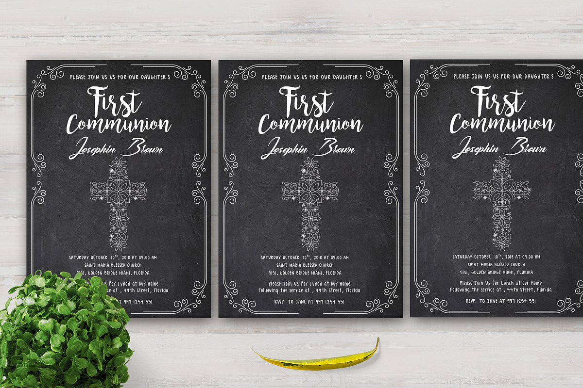 Chalkboard Styles Baptism Card in Card Templates - product preview 8