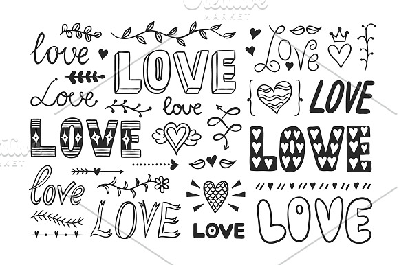 Words of Love elements in Illustrations - product preview 2