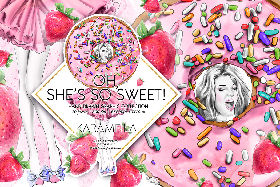 Donuts Strawberries Fashion Clipart