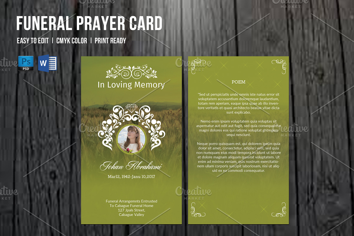 Funeral Prayer Card Template-V660 in Card Templates - product preview 8