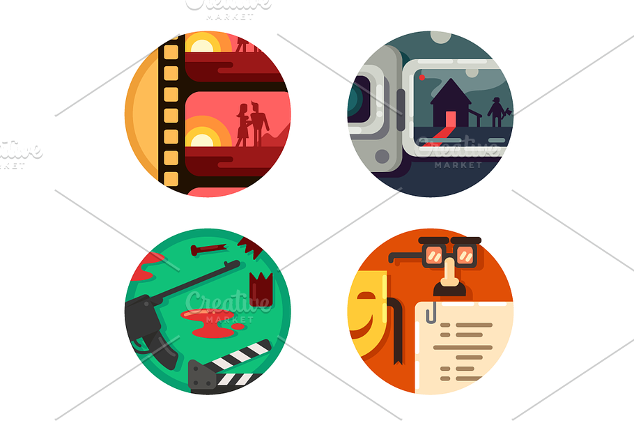 Genre cinema set icons in Graphics - product preview 8