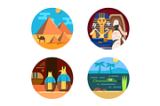 Travel to Egypt set of icons