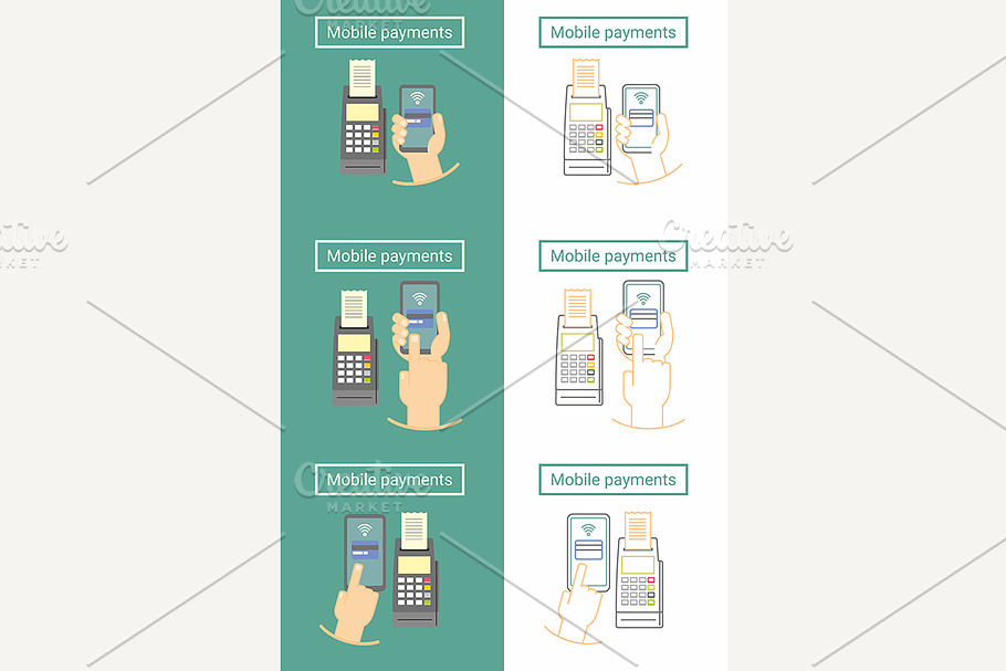 Mobile payment icons set