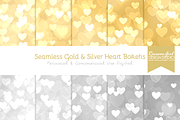 Seamless Gold & Silver Heart Bokehs