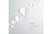 Valentines Day card with paper hearts