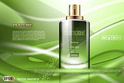 Vector green perfume container mocku