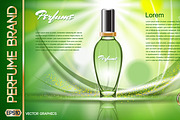 Vector green women perfume mockup