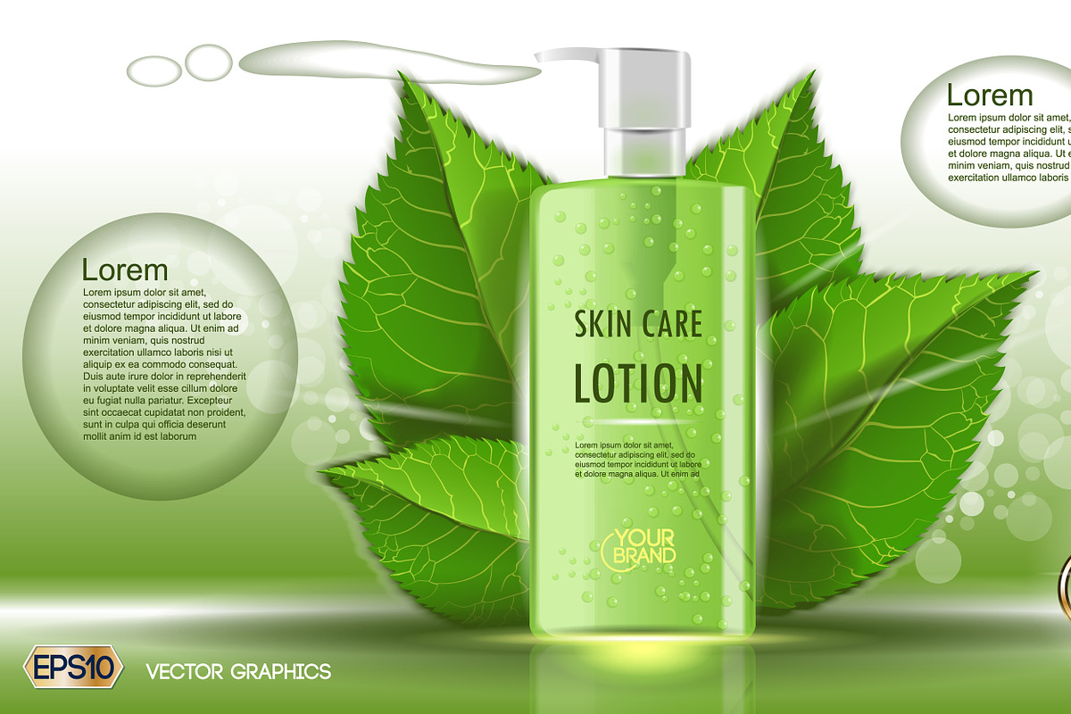 Vector green skin care lotion mockup in Product Mockups - product preview 8