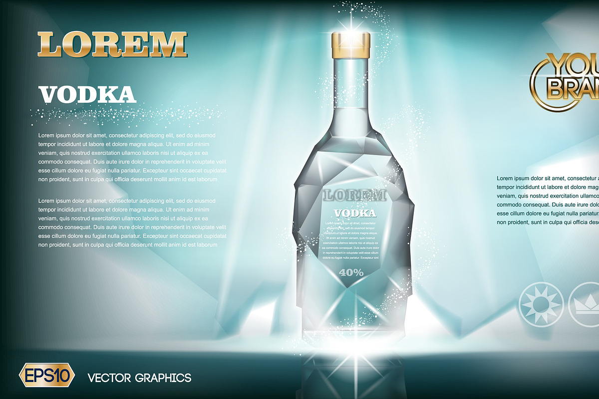 Vector aqua ice vodka bottle mockup in Product Mockups - product preview 8