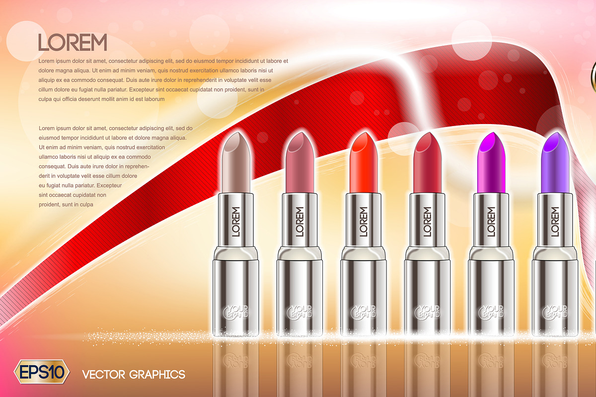 Vector glamorous lipsticks mockup in Product Mockups - product preview 8