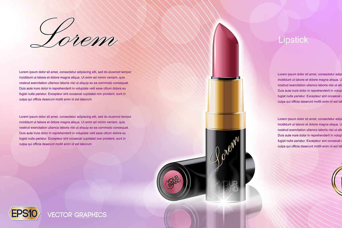 Vector pink glamorous lipstick mocku in Product Mockups - product preview 8