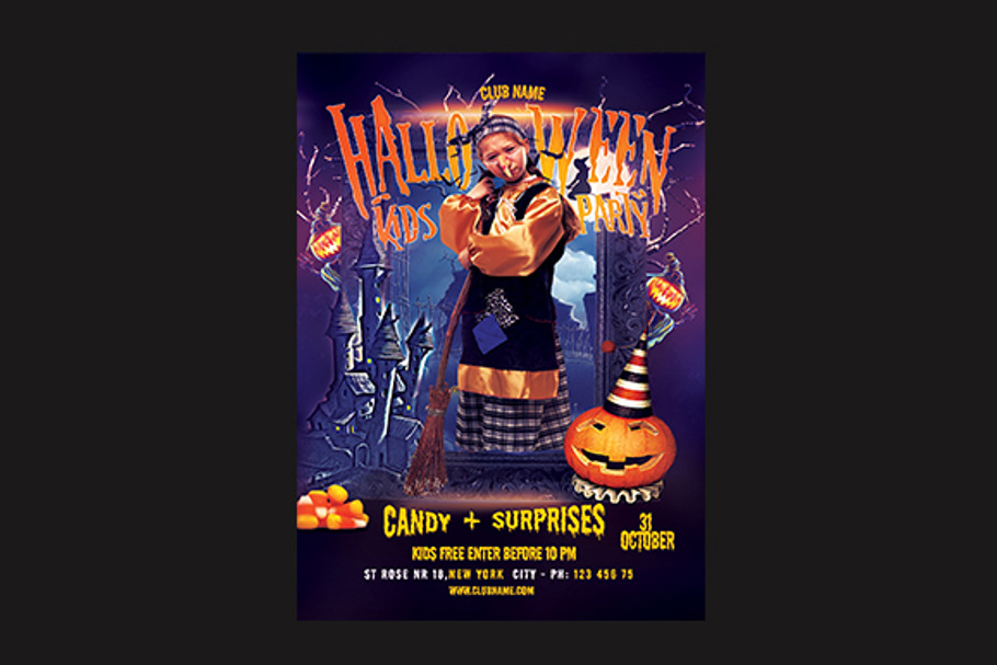 Kids Halloween Party Flyer  in Flyer Templates - product preview 8
