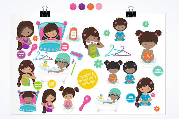 Girls hygiene illustration pack in Illustrations - product preview 1