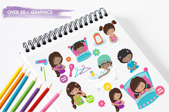 Girls hygiene illustration pack in Illustrations - product preview 2