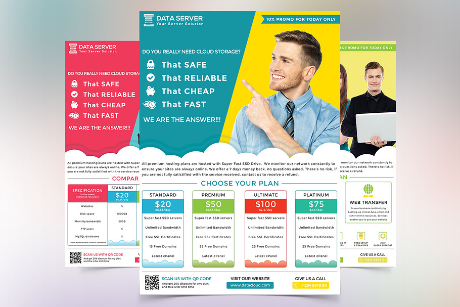 Cloud Hosting Flyer in Flyer Templates - product preview 8