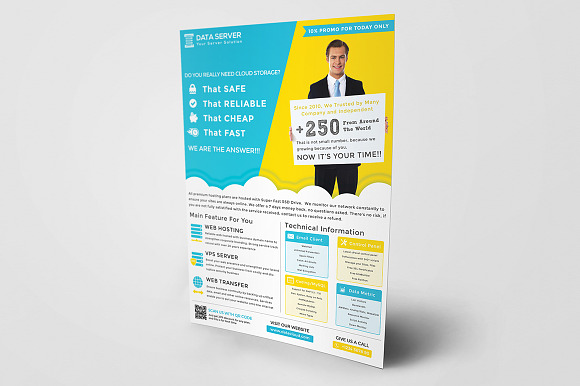 Cloud Hosting Flyer in Flyer Templates - product preview 1