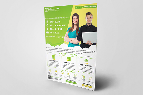 Cloud Hosting Flyer in Flyer Templates - product preview 4