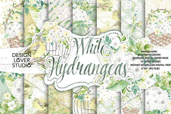 Watercolor White Hydrangea DP pack
