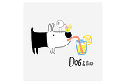 Dog & Bird drinking lemonade