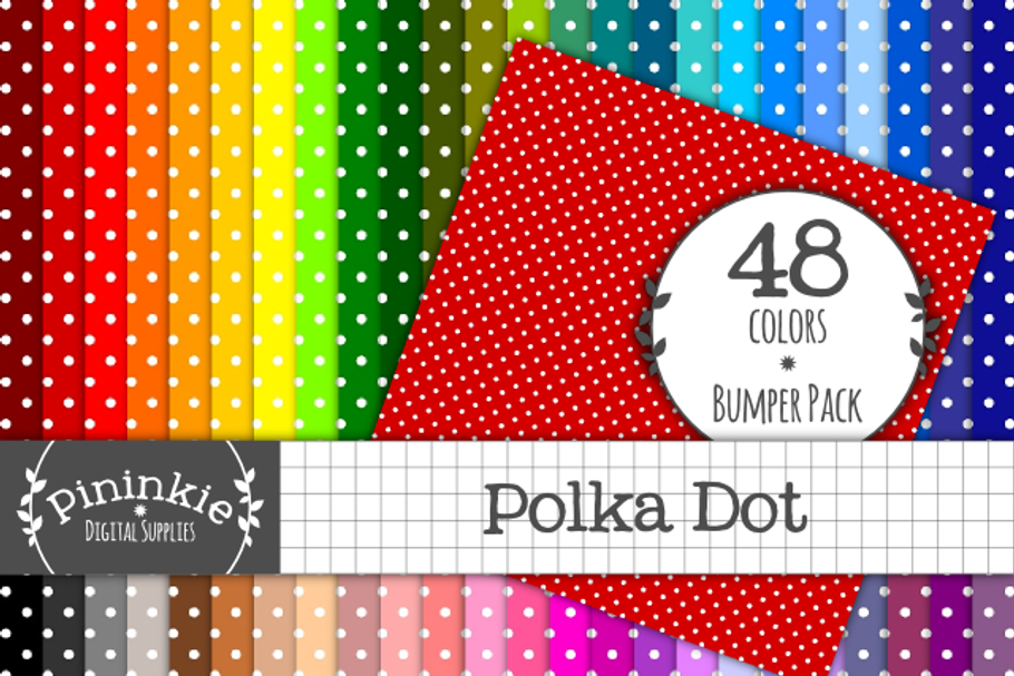 48 Polka Dot Digital Papers 12x12