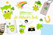 St-Patrick's owls illustration pack