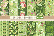 GREENERY BLOSSOM digital papers