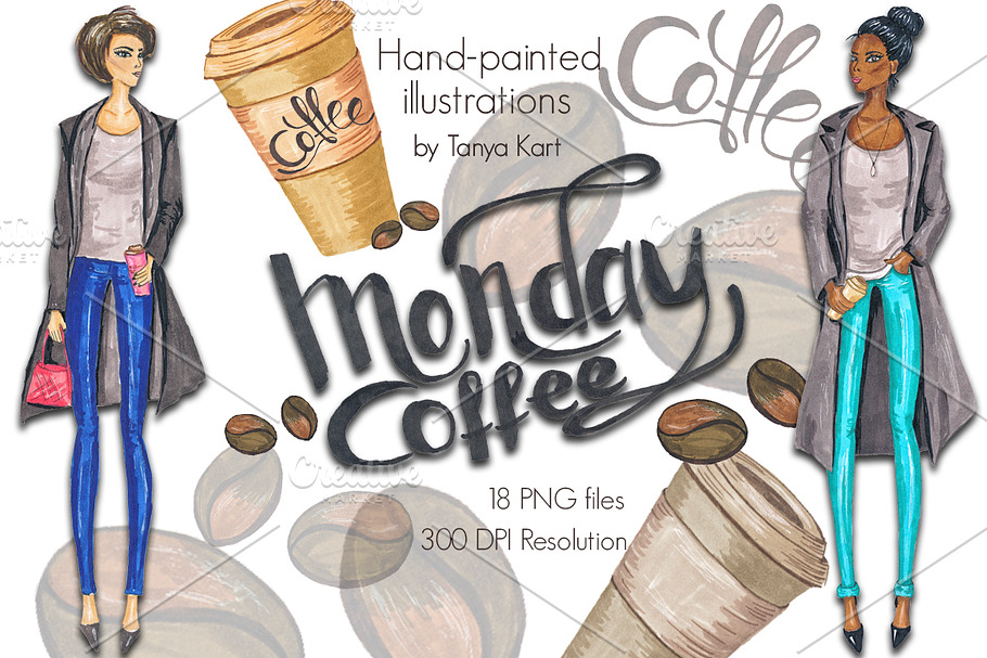 Coffee Fashion Hand-painted Clipart
