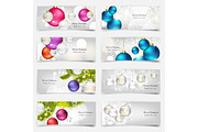 Vector illustration. Set with Christmas greeting cards. New year. Celebration. Balls.