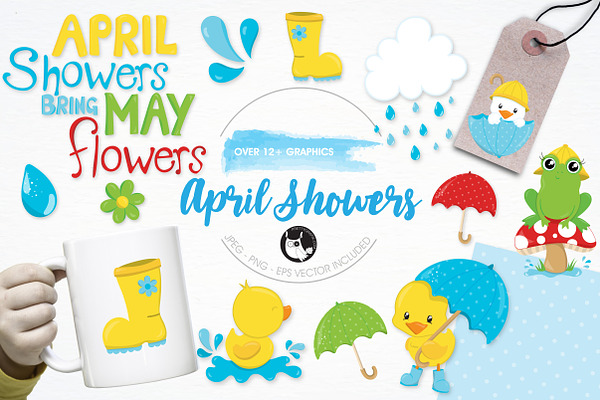 April showers illustration pack
