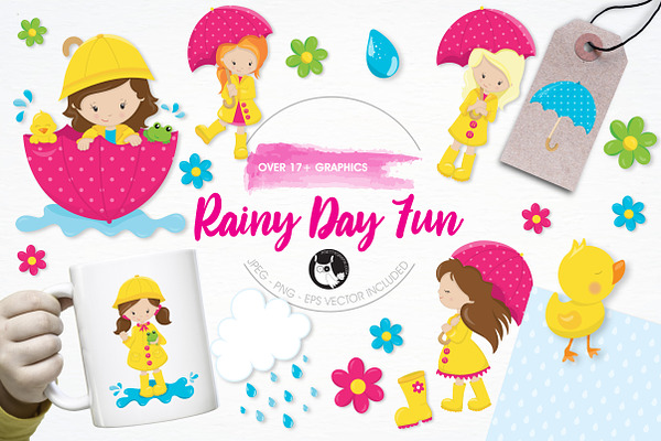 Rainy day fun illustration pack