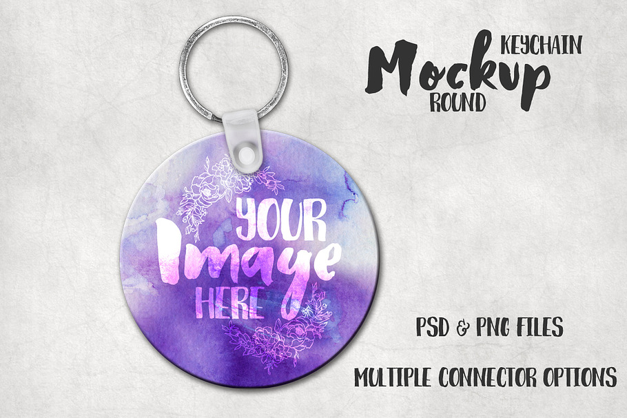 Round sublimation keychain mockup in Product Mockups - product preview 8