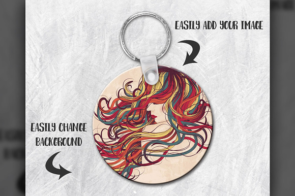Round sublimation keychain mockup in Product Mockups - product preview 1