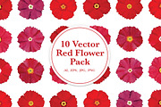 10 Vector Red Flower Pack